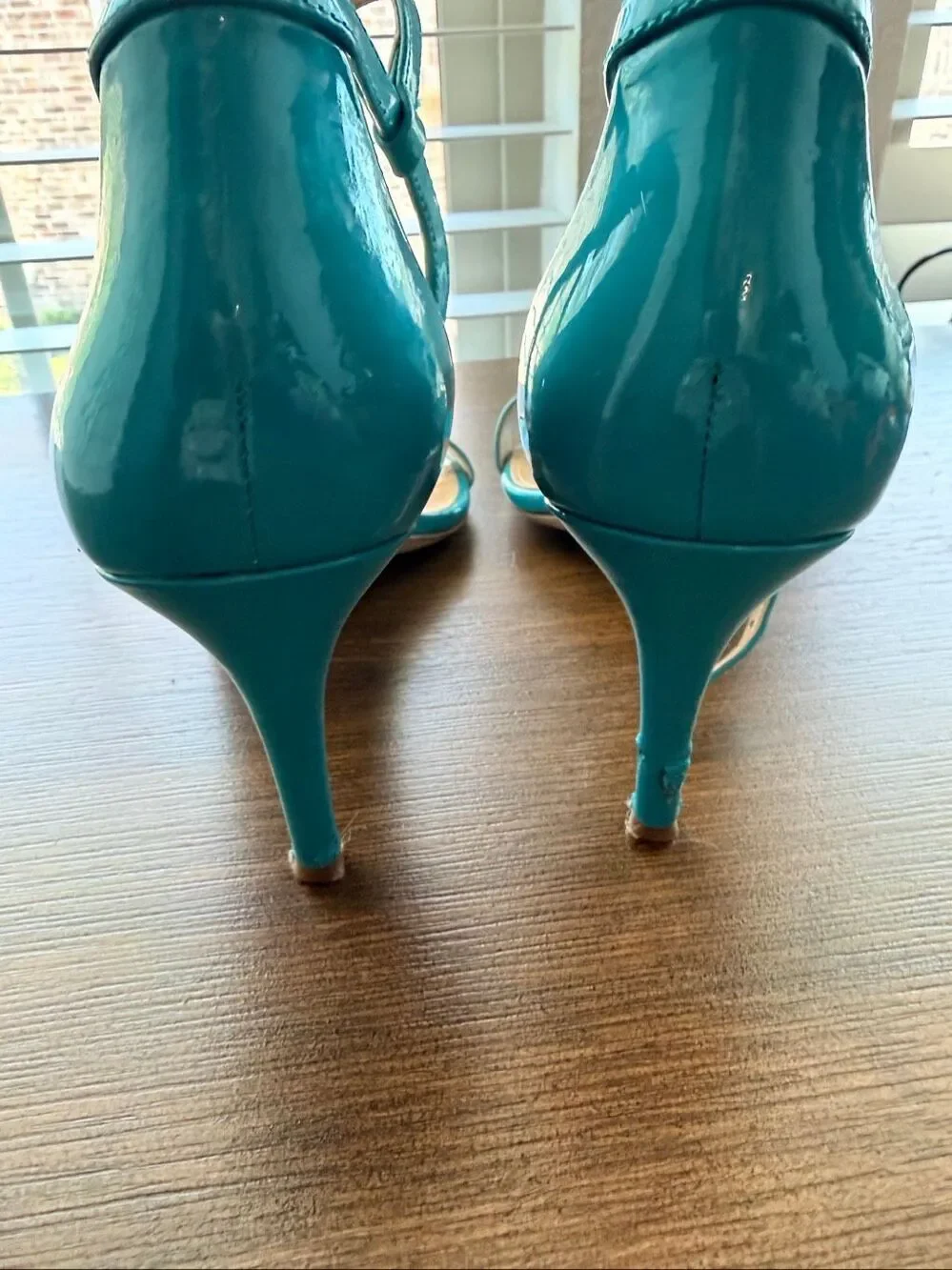 Michael Kors Size 10 Leather Turquoise Blue Pump Heels Open Toe